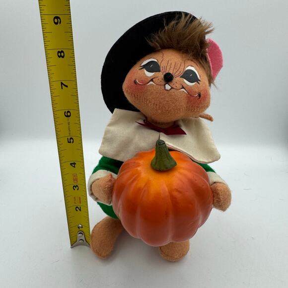 Annalee Vintage Thanksgiving Mouse Doll Pumpkin Decor 9” Felt Holiday Figure - Picture 6 of 6